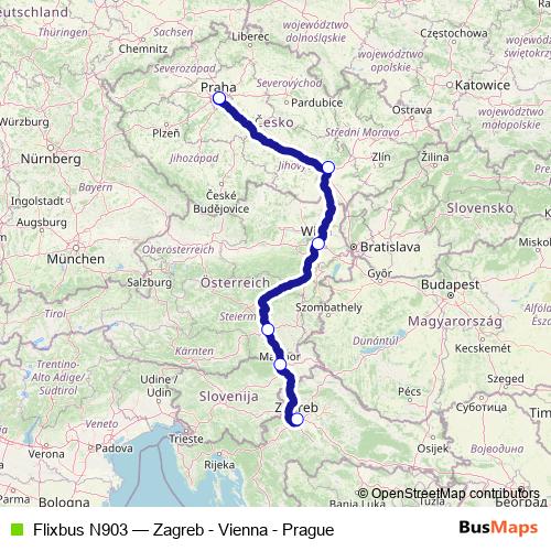 Flixbus N903 bus Line Map