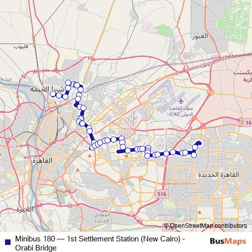 Minibus 180 bus Line Map