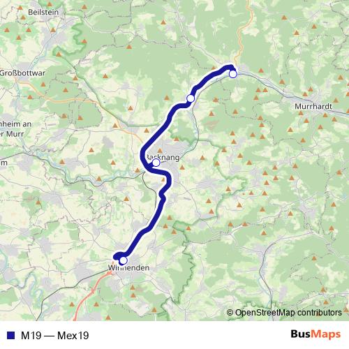 M19 bus Line Map