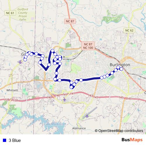 3 Blue bus Line Map