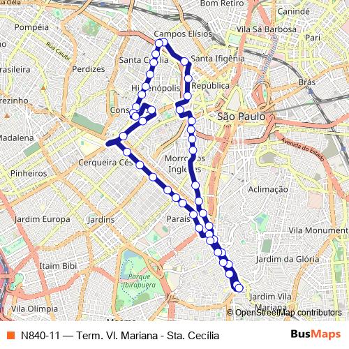 N840-11 bus Line Map