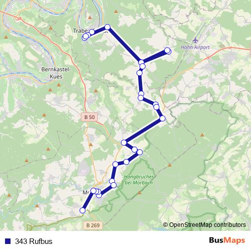343 Rufbus bus Line Map