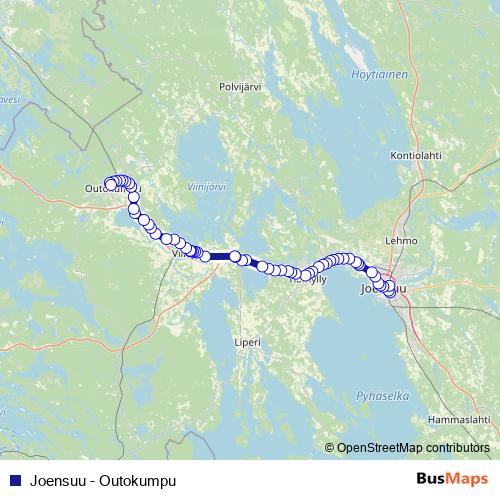Joensuu - Outokumpu bus Line Map