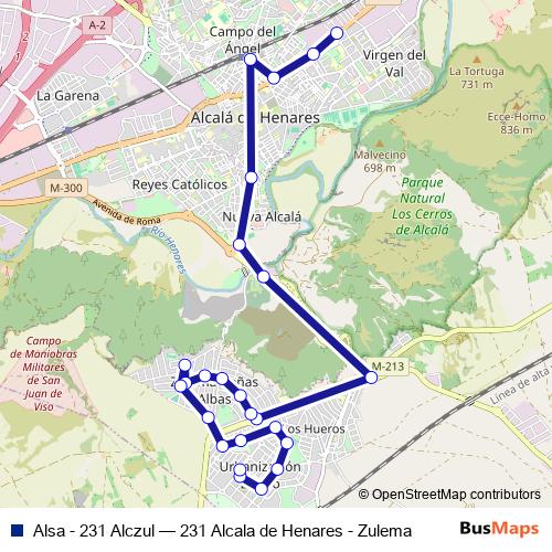Alsa - 231 Alczul bus Line Map