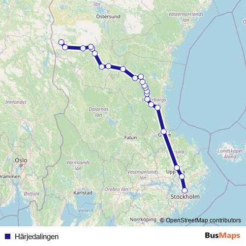 Härjedalingen bus Line Map