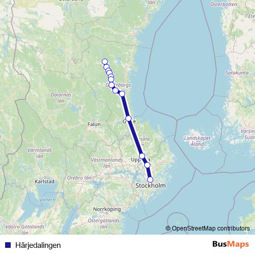 Härjedalingen bus Line Map