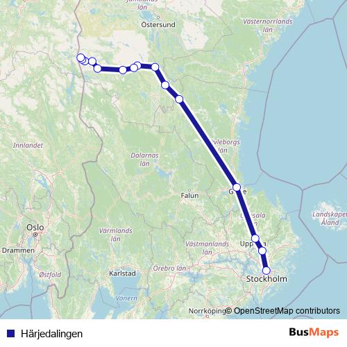 Härjedalingen bus Line Map