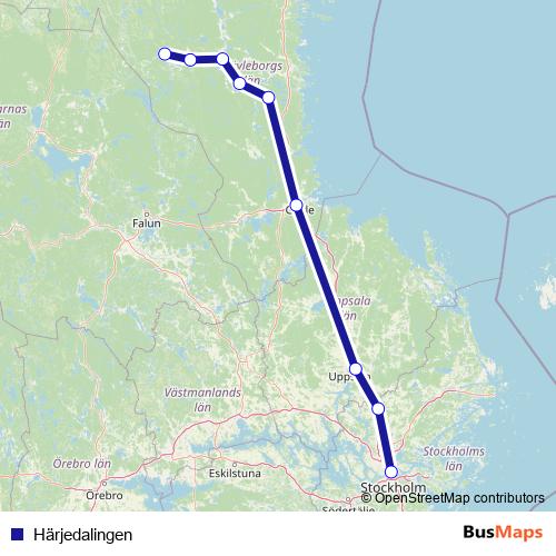 Härjedalingen bus Line Map