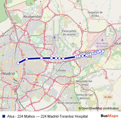 Alsa - 224 Mahos bus Line Map