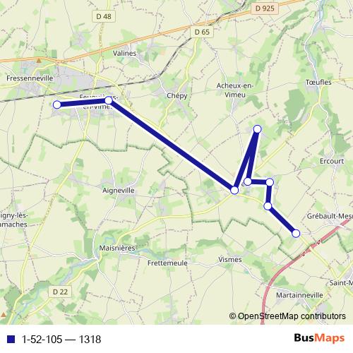 1-52-105 bus Line Map