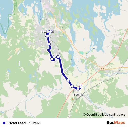 Pietarsaari - Sursik bus Line Map