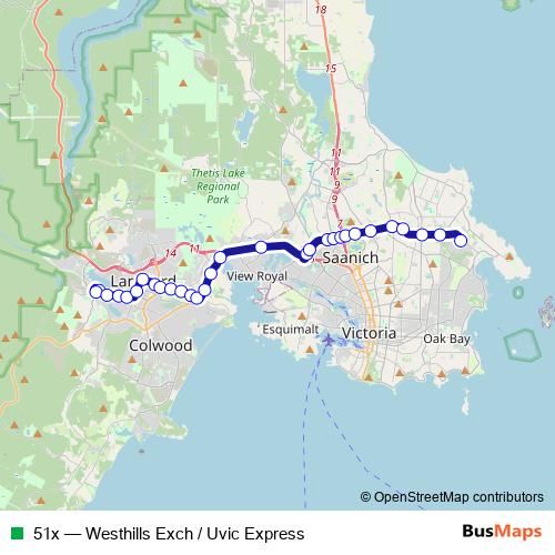 51x bus Line Map