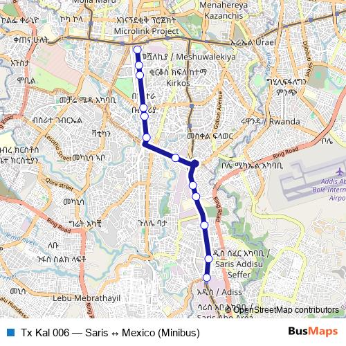 Tx Kal 006 bus Line Map