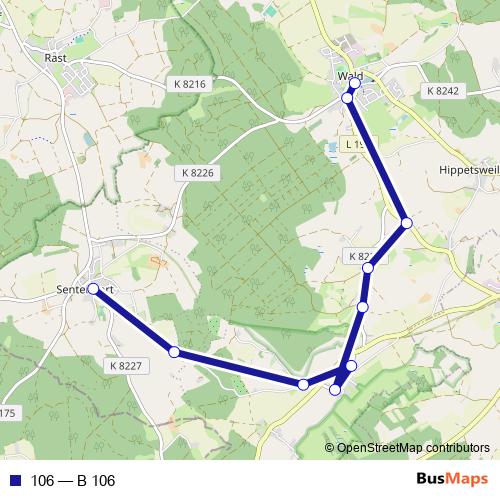 106 bus Line Map