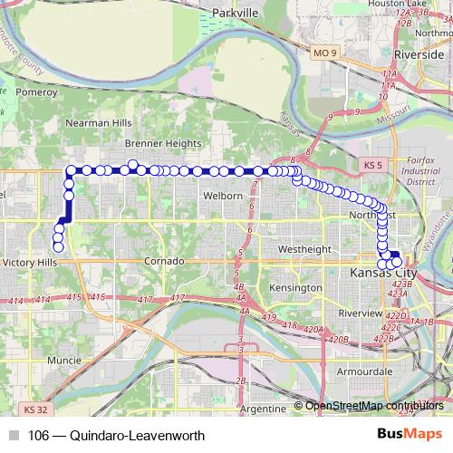 106 bus Line Map