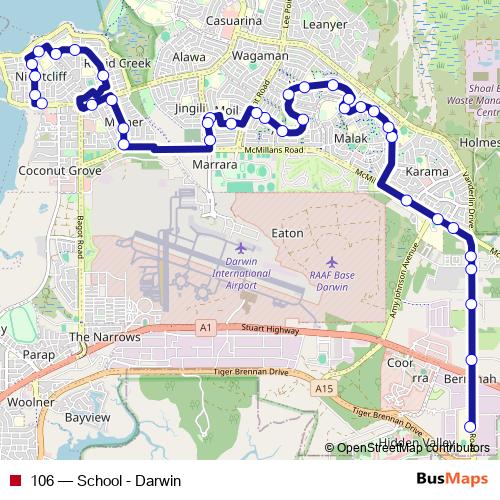 106 bus Line Map