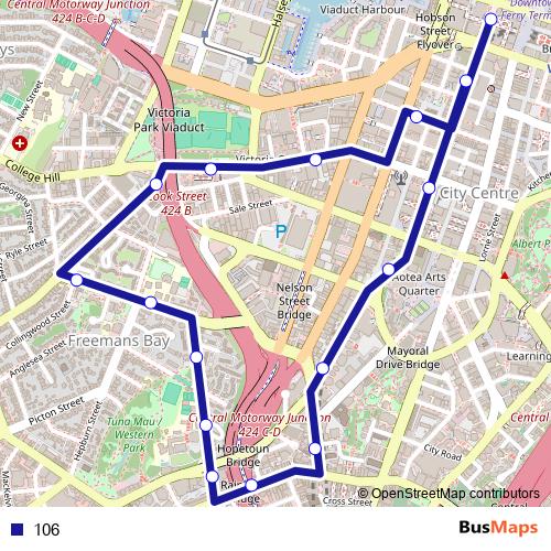 106 bus Line Map