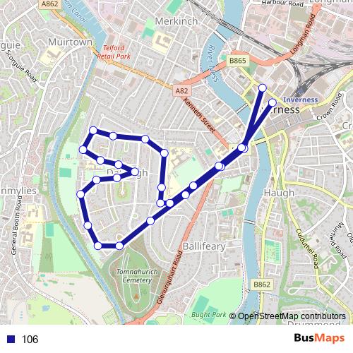 106 bus Line Map