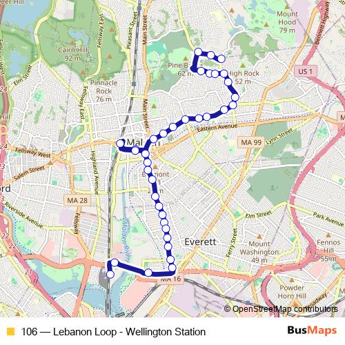 106 bus Line Map