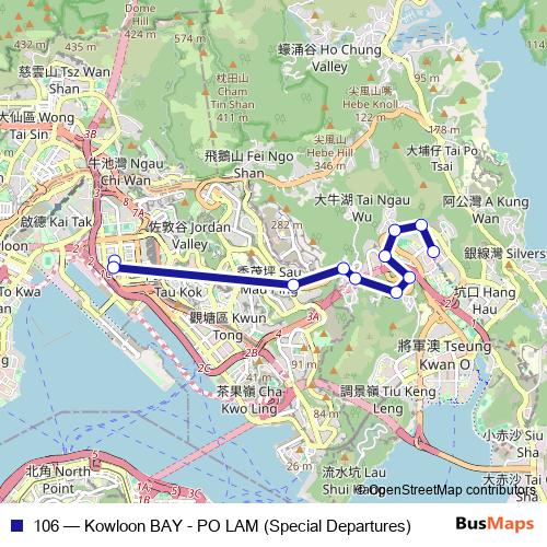 106 bus Line Map