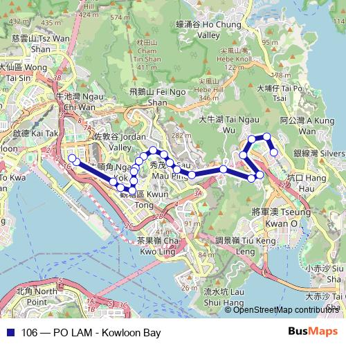 106 bus Line Map