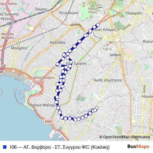 106 bus Line Map