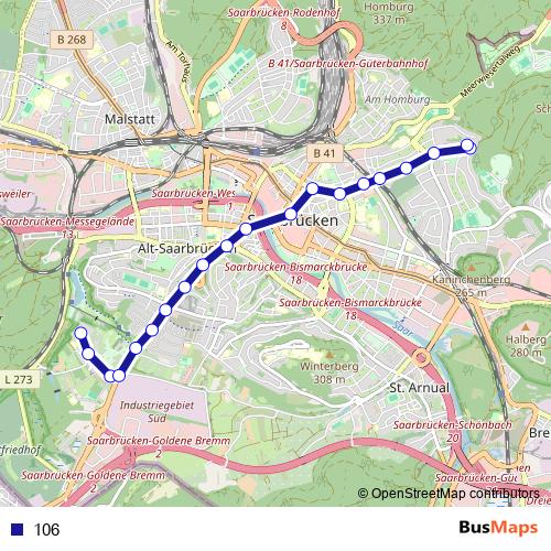 106 bus Line Map
