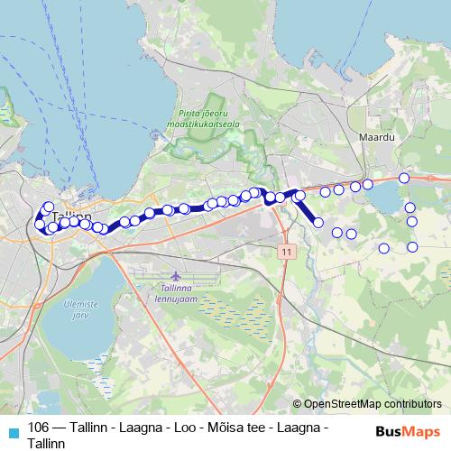 106 bus Line Map