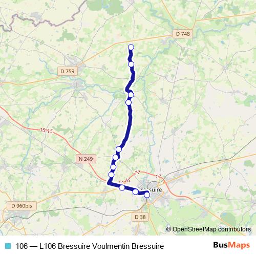 106 bus Line Map