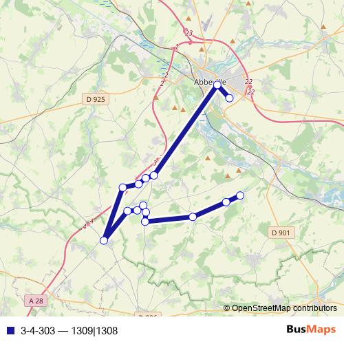 3-4-303 bus Line Map