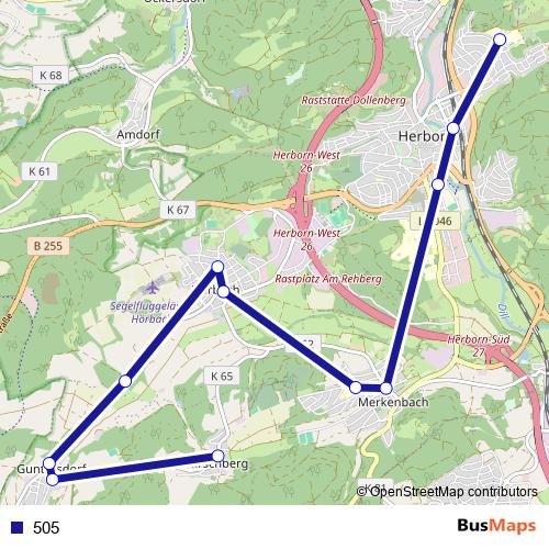 505 bus Line Map