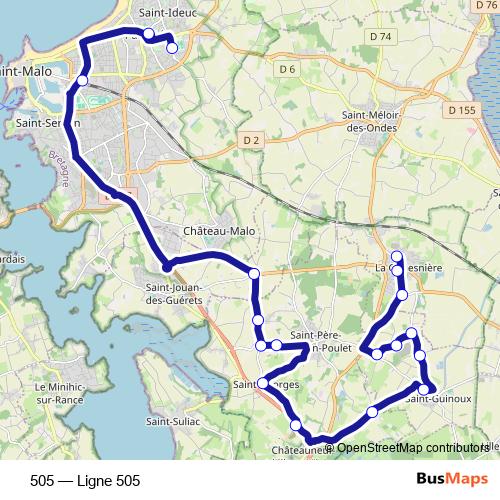 505 bus Line Map