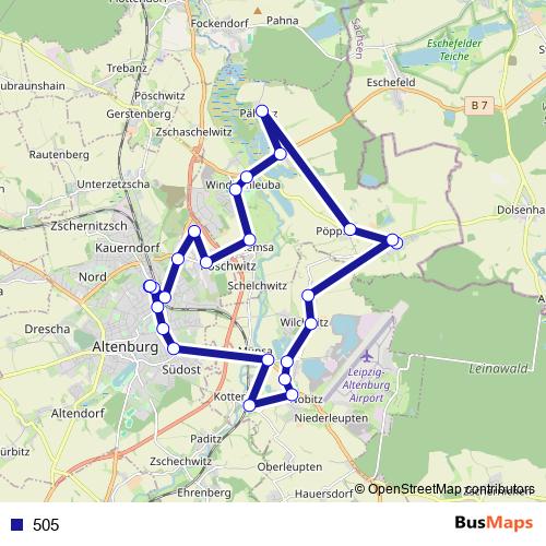 505 bus Line Map