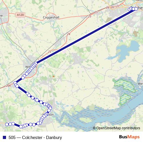 505 bus Line Map