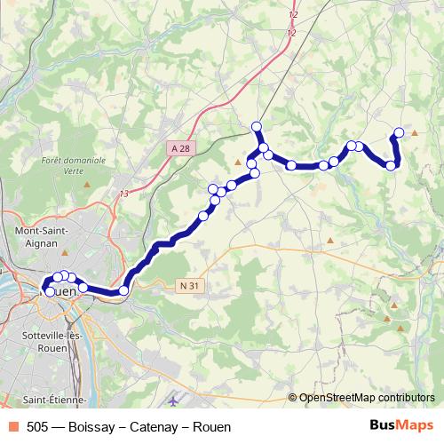 505 bus Line Map