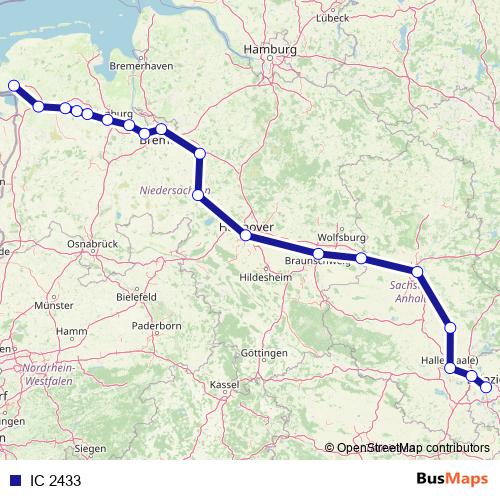IC 2433 rail Line Map