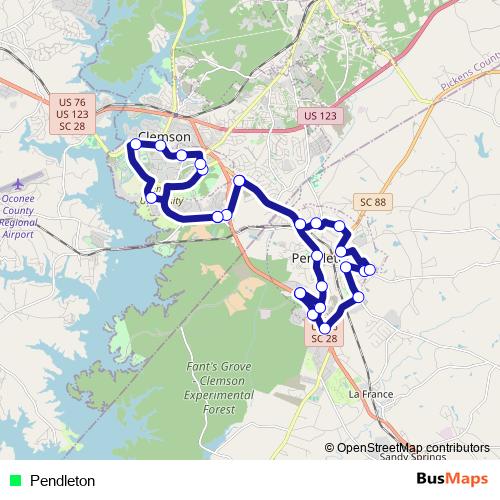 Pendleton bus Line Map