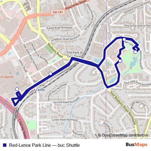 Red-Lenox Park Line bus Line Map