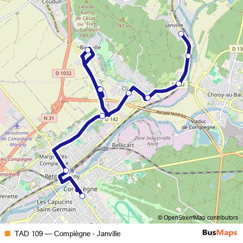 TAD 109 bus Line Map