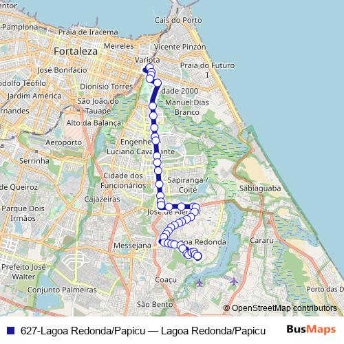 627-Lagoa Redonda/Papicu bus Line Map
