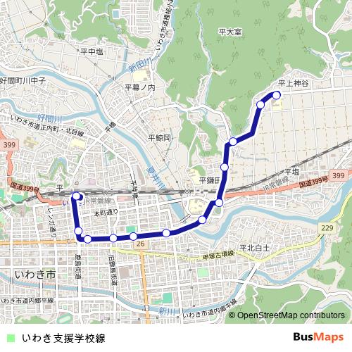 Iwaki-Shien-Gakko Line bus Line Map