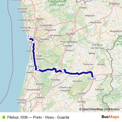 Flixbus 1038 bus Line Map