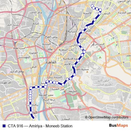 CTA 916 bus Line Map