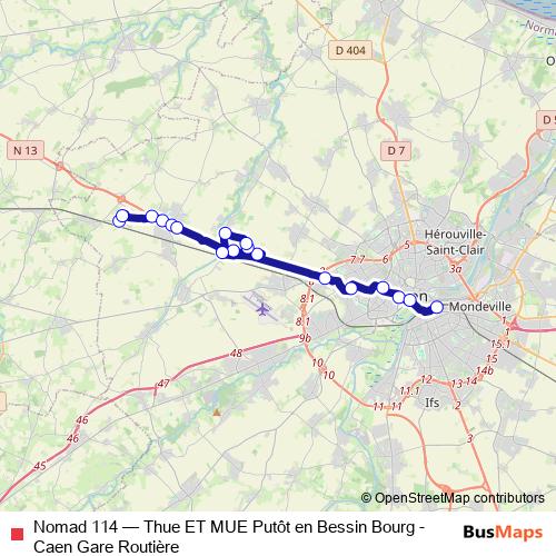 Nomad 114 bus Line Map