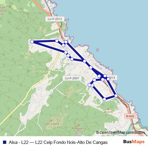 Alsa - L22 bus Line Map