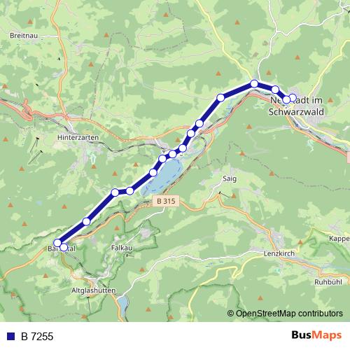 B 7255 bus Line Map