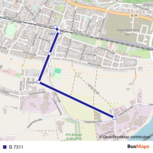 B 7311 bus Line Map