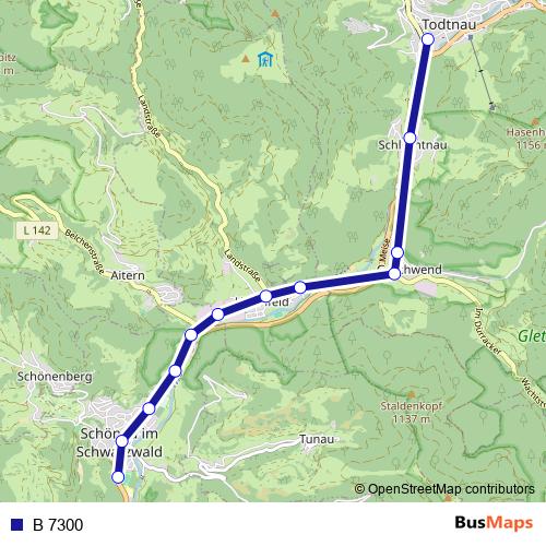 B 7300 bus Line Map