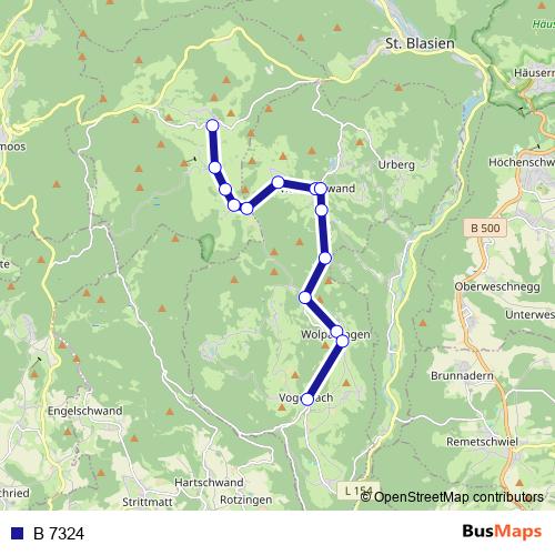 B 7324 bus Line Map