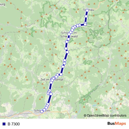 B 7300 bus Line Map